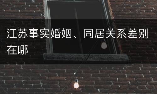 江苏事实婚姻、同居关系差别在哪