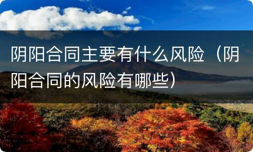 阴阳合同主要有什么风险（阴阳合同的风险有哪些）