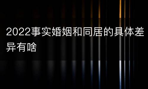 2022事实婚姻和同居的具体差异有啥