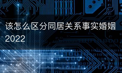 该怎么区分同居关系事实婚姻2022