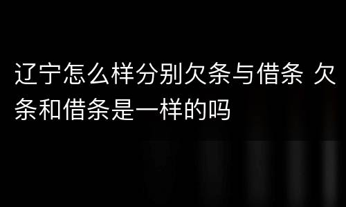辽宁怎么样分别欠条与借条 欠条和借条是一样的吗