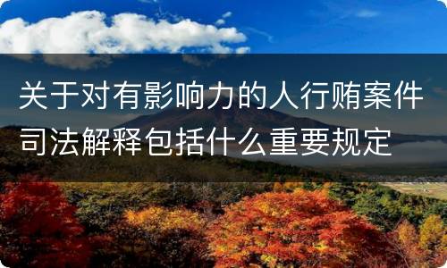 关于对有影响力的人行贿案件司法解释包括什么重要规定
