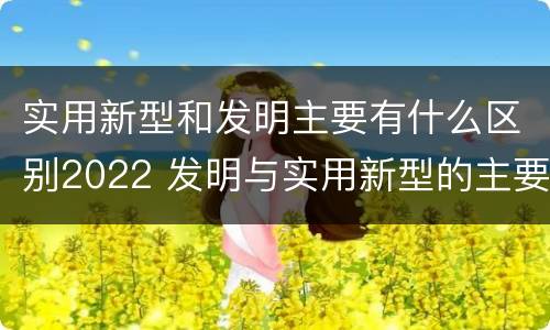 实用新型和发明主要有什么区别2022 发明与实用新型的主要区别