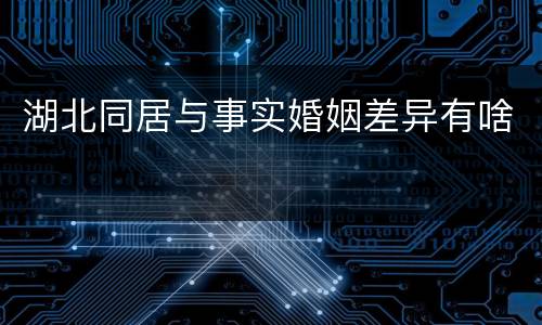 湖北同居与事实婚姻差异有啥