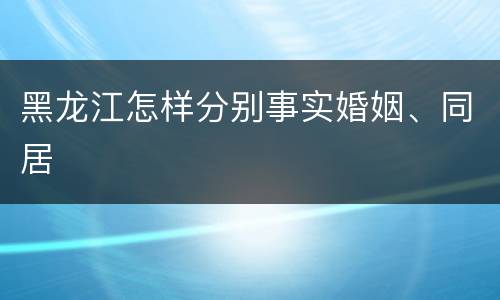 黑龙江怎样分别事实婚姻、同居