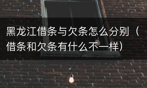 黑龙江借条与欠条怎么分别（借条和欠条有什么不一样）