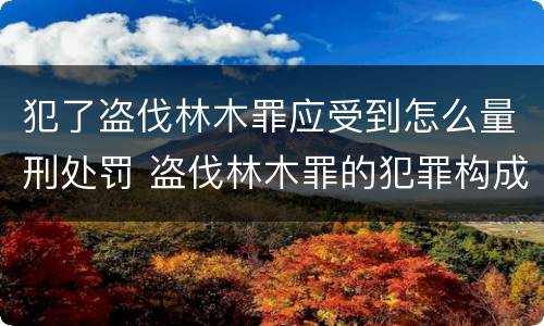 犯了盗伐林木罪应受到怎么量刑处罚 盗伐林木罪的犯罪构成