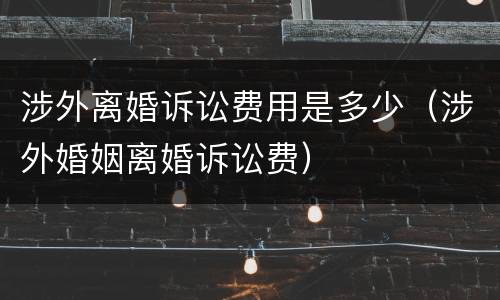 涉外离婚诉讼费用是多少（涉外婚姻离婚诉讼费）