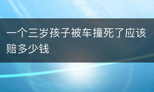一个三岁孩子被车撞死了应该赔多少钱