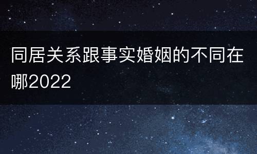 同居关系跟事实婚姻的不同在哪2022