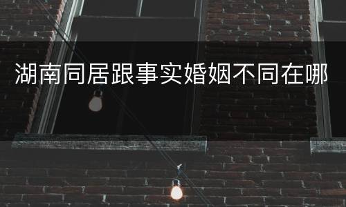 湖南同居跟事实婚姻不同在哪