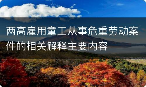 两高雇用童工从事危重劳动案件的相关解释主要内容