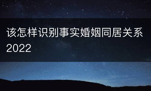 该怎样识别事实婚姻同居关系2022