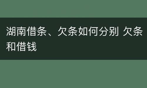 湖南借条、欠条如何分别 欠条和借钱