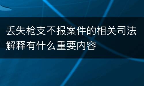 丢失枪支不报案件的相关司法解释有什么重要内容