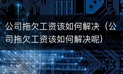 公司拖欠工资该如何解决（公司拖欠工资该如何解决呢）