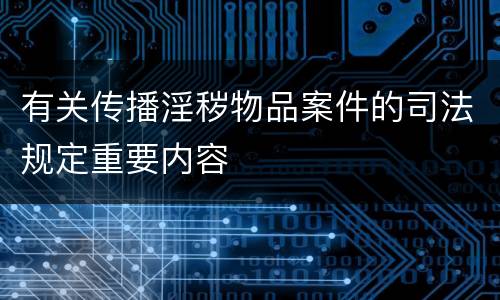 有关传播淫秽物品案件的司法规定重要内容