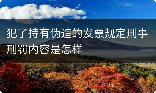 犯了持有伪造的发票规定刑事刑罚内容是怎样