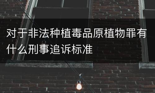 对于非法种植毒品原植物罪有什么刑事追诉标准