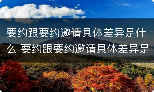 要约跟要约邀请具体差异是什么 要约跟要约邀请具体差异是什么关系