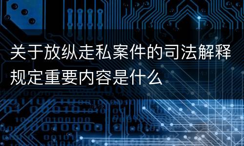 关于放纵走私案件的司法解释规定重要内容是什么