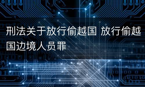 刑法关于放行偷越国 放行偷越国边境人员罪