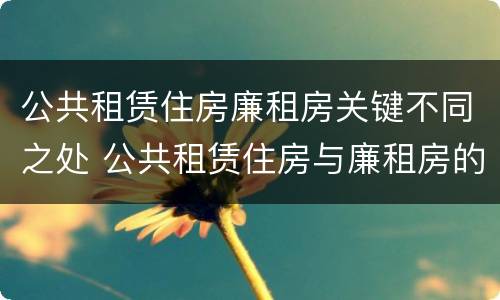 公共租赁住房廉租房关键不同之处 公共租赁住房与廉租房的区别