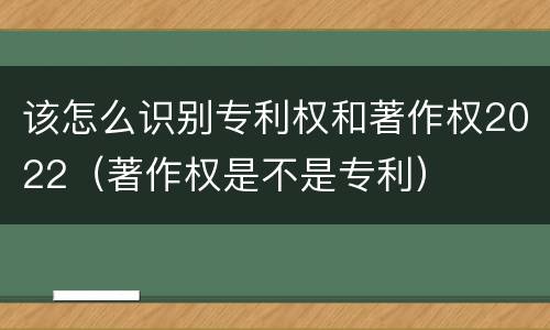 该怎么识别专利权和著作权2022（著作权是不是专利）