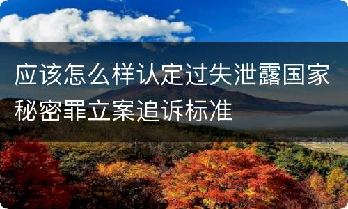 应该怎么样认定过失泄露国家秘密罪立案追诉标准