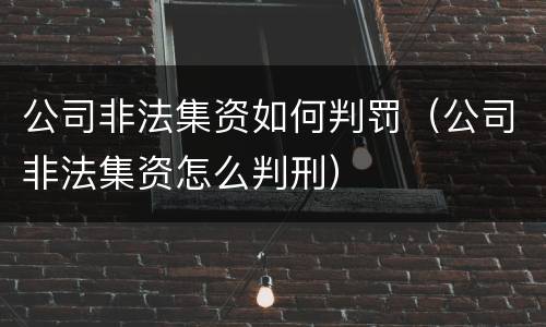 公司非法集资如何判罚（公司非法集资怎么判刑）