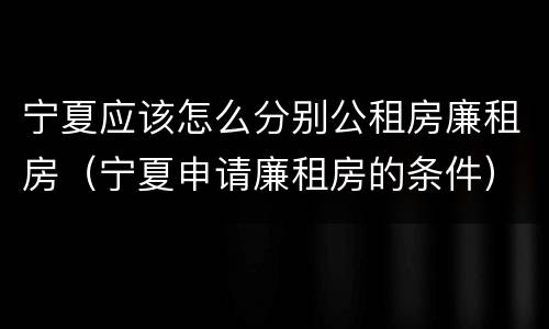 宁夏应该怎么分别公租房廉租房（宁夏申请廉租房的条件）