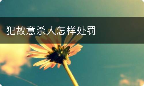 犯故意杀人怎样处罚