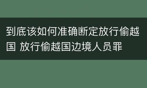 到底该如何准确断定放行偷越国 放行偷越国边境人员罪