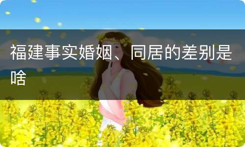 福建事实婚姻、同居的差别是啥