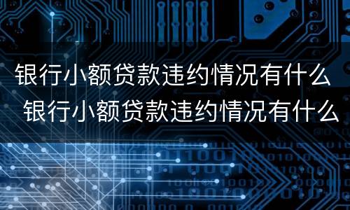 银行小额贷款违约情况有什么 银行小额贷款违约情况有什么影响