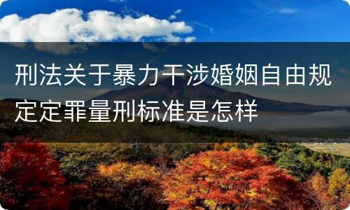 刑法关于暴力干涉婚姻自由规定定罪量刑标准是怎样