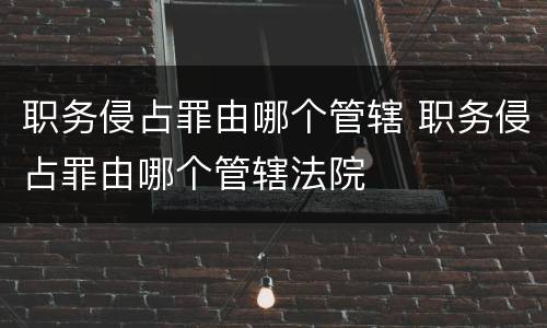 职务侵占罪由哪个管辖 职务侵占罪由哪个管辖法院