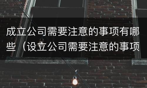 成立公司需要注意的事项有哪些（设立公司需要注意的事项）