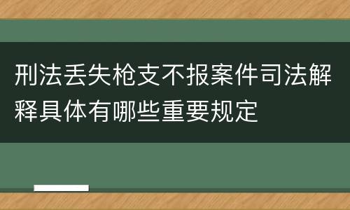 刑法丢失枪支不报案件司法解释具体有哪些重要规定