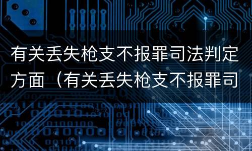 有关丢失枪支不报罪司法判定方面（有关丢失枪支不报罪司法判定方面的规定）