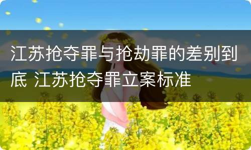 江苏抢夺罪与抢劫罪的差别到底 江苏抢夺罪立案标准