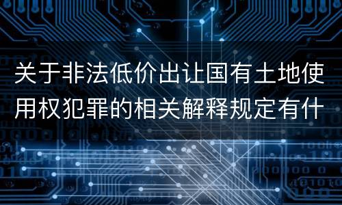 关于非法低价出让国有土地使用权犯罪的相关解释规定有什么重要内容
