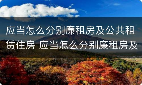 应当怎么分别廉租房及公共租赁住房 应当怎么分别廉租房及公共租赁住房