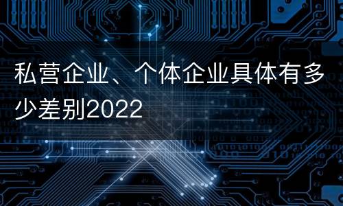 私营企业、个体企业具体有多少差别2022