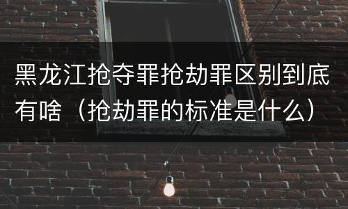 黑龙江抢夺罪抢劫罪区别到底有啥（抢劫罪的标准是什么）