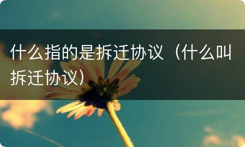 什么指的是拆迁协议（什么叫拆迁协议）