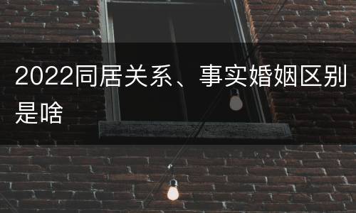 2022同居关系、事实婚姻区别是啥