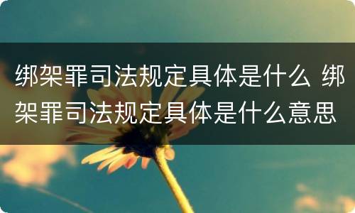 绑架罪司法规定具体是什么 绑架罪司法规定具体是什么意思