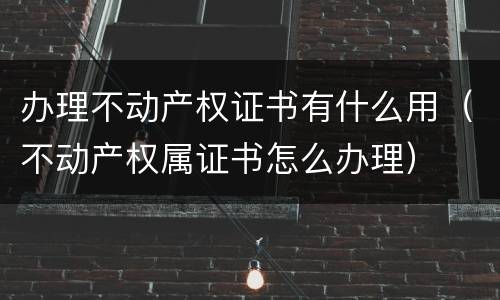 办理不动产权证书有什么用（不动产权属证书怎么办理）