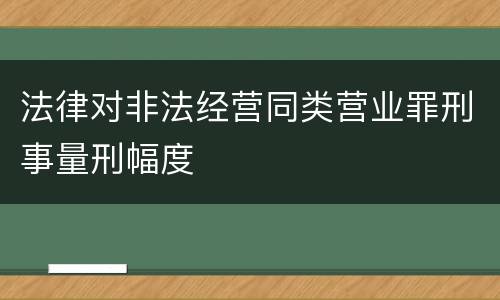法律对非法经营同类营业罪刑事量刑幅度